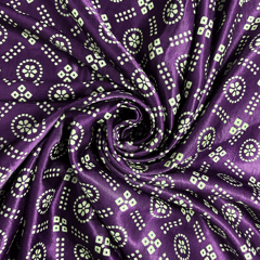 Purple With Cream Patola Printed Mashru Silk Fabric