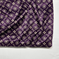 Purple With Cream Patola Printed Mashru Silk Fabric