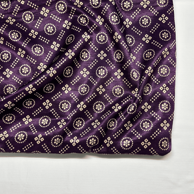 Purple With Cream Patola Printed Mashru Silk Fabric