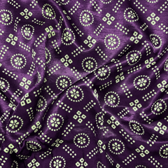 Purple With Cream Patola Printed Mashru Silk Fabric