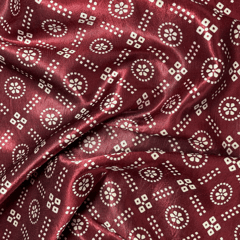 Maroon With Cream Patola Printed Mashru Silk Fabric