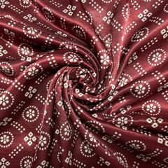 Maroon With Cream Patola Printed Mashru Silk Fabric