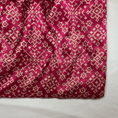 Hot Pink With Cream Floral Printed Mashru Silk Fabric