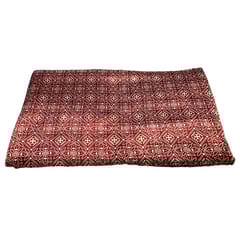 Maroon With Cream Floral Printed Mashru Silk Fabric