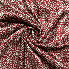 Maroon With Cream Floral Printed Mashru Silk Fabric