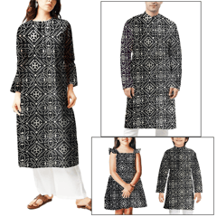 Black  With Cream Floral Printed Mashru Silk Fabric