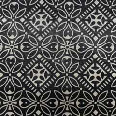 Black  With Cream Floral Printed Mashru Silk Fabric