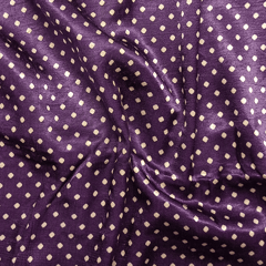 Purple With Cream Polka Dot Printed Mashru Silk Fabric