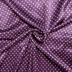 Purple With Cream Polka Dot Printed Mashru Silk Fabric