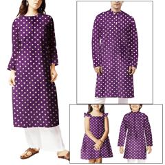 Purple With Cream Polka Dot Printed Mashru Silk Fabric