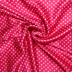Hot Pink With Cream Polka Dot Printed Mashru Silk Fabric