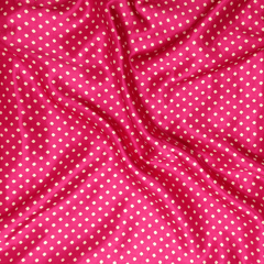 Hot Pink With Cream Polka Dot Printed Mashru Silk Fabric
