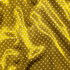 Golden With Cream Polka Dot Printed Mashru Silk Fabric