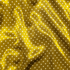 Golden With Cream Polka Dot Printed Mashru Silk Fabric