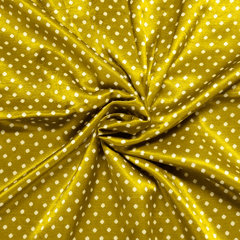 Golden With Cream Polka Dot Printed Mashru Silk Fabric