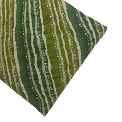 Green With Olive Green Stripe Printed Rayon Fabric