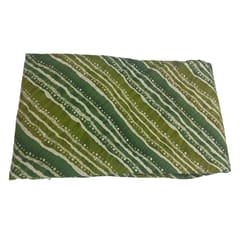 Green With Olive Green Stripe Printed Rayon Fabric