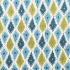 Peacock Blue And Olive Green Geometrical Printed Cotton Fabric