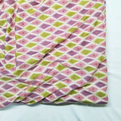 Rose Gold Pink With Yellow Geometrical Printed Cotton Fabric