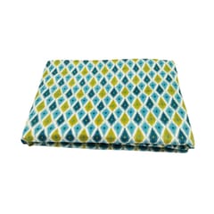 Peacock Blue And Olive Green Geometrical Printed Cotton Fabric
