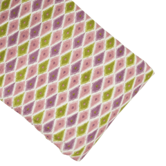 Rose Gold Pink With Yellow Geometrical Printed Cotton Fabric