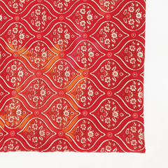 Red With Orange Floral Printed Modal Chanderi Fabric