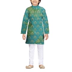 Peacock Blue Floral Printed Modal Chanderi Fabric