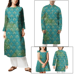 Peacock Blue Floral Printed Modal Chanderi Fabric