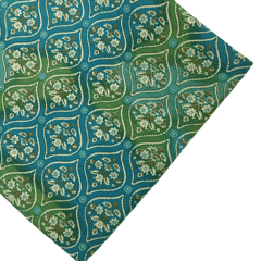 Peacock Blue Floral Printed Modal Chanderi Fabric