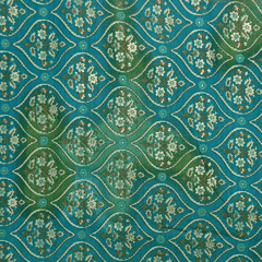 Peacock Blue Floral Printed Modal Chanderi Fabric