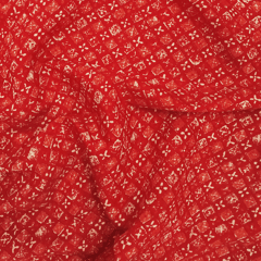 Red Tiny Flower Printed Muslin Fabric