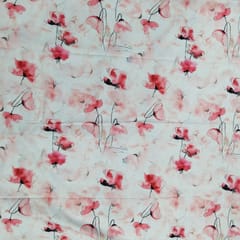 White With Pink Shade Geometric Printed Lycra Fabric