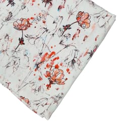 White With Red Shade Florals Printed Lycra Fabric