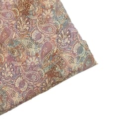 Peach Shades Paisley Printed Muslin Fabric Material
