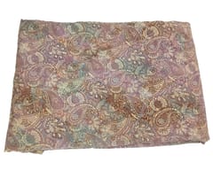 Peach Shades Paisley Printed Muslin Fabric Material