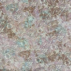 Peach Shades Paisley Printed Muslin Fabric Material