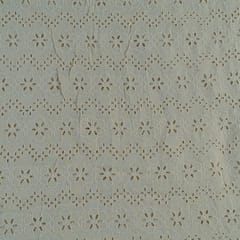 Off White Color Dyeable Cotton Chikan Embroidered Fabric (55cm Cut Piece)