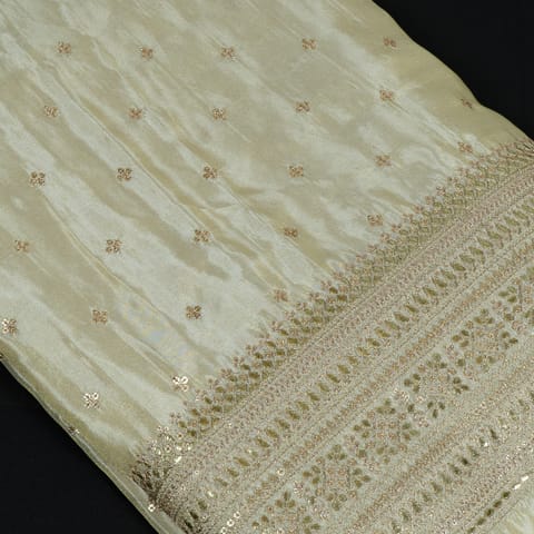 Dyeable Tissue Upada Silk Embroidered Fabric