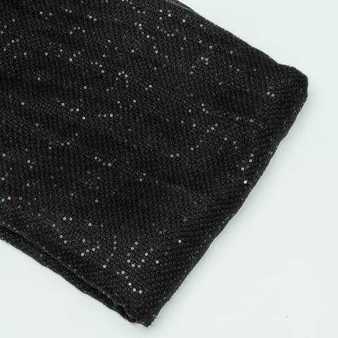Black Color Tweed Sequin Embroidered Fabric