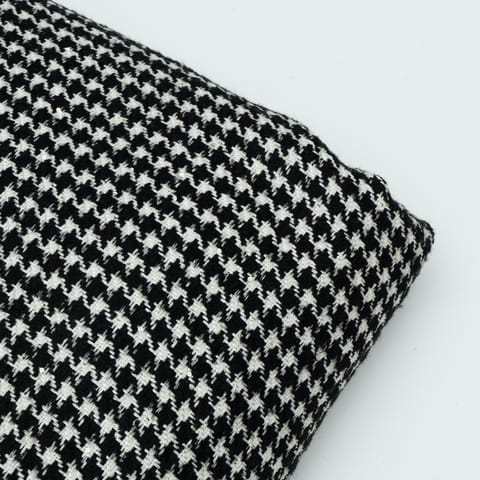 Black and White Color Tweed Sequin Embroidered Fabric