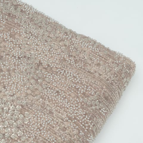Mouse Color Net Hand Embroidered Fabric