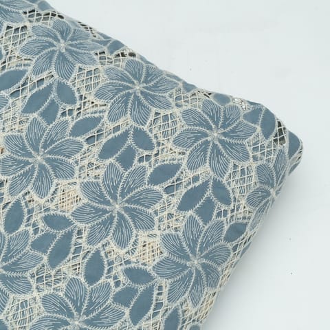 Grey Color Crepe Cutwork Fabric