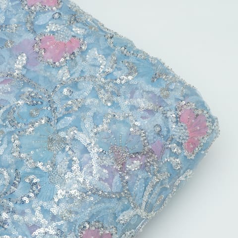 Net Hand Embroidered Fabric