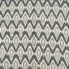 Grey with White Color Cotton Ikat Fabric