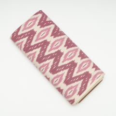 White with Pink Color Cotton Ikat Fabric