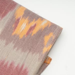 Grey with Multi Color Cotton Ikat Fabric
