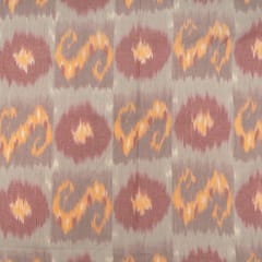Grey with Multi Color Cotton Ikat Fabric