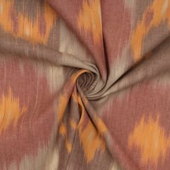 Fawn with Multi Color Cotton Ikat Fabric