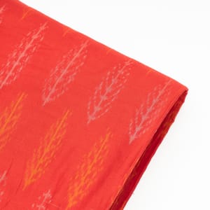 Red Color Silk Ikat Fabric