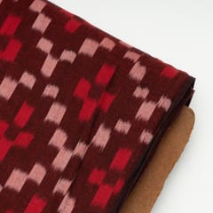 Maroon with Multi Color Cotton Ikat Fabric